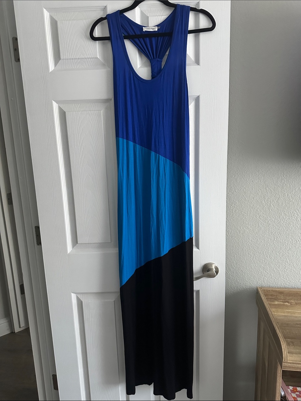 Calvin Klein Blue Colorblock Maxi Dress - Royal, Teal, Black